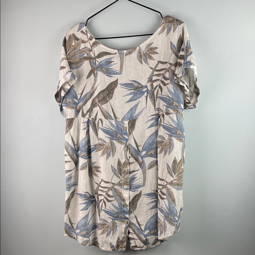 Terzo Millennio Floral Linen Top Size M - Picture 4 of 5
